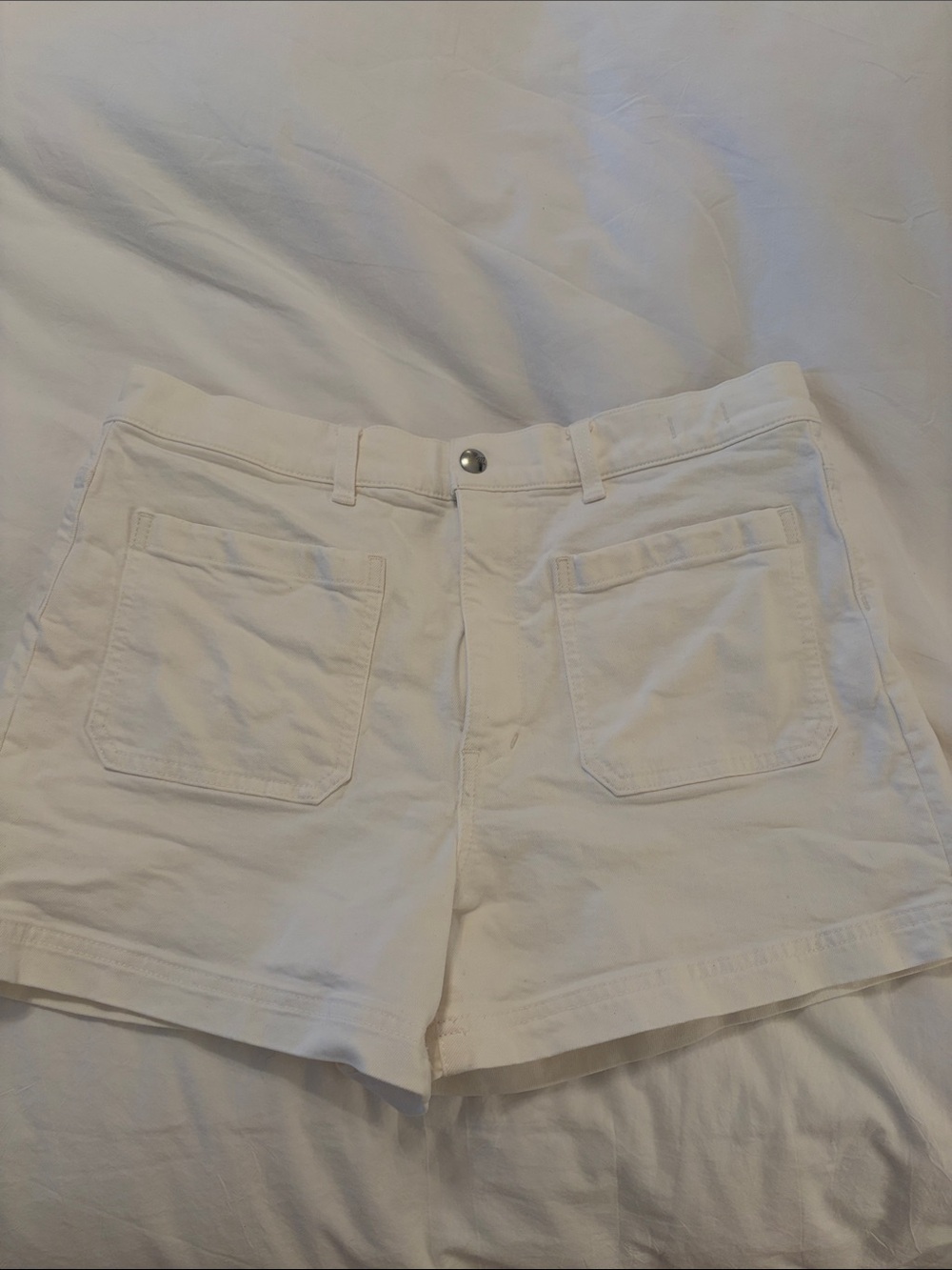 Madewell Cream High-Rise Cotton Jean Shorts
